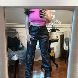 Vintage Genuine Black Leather Pants